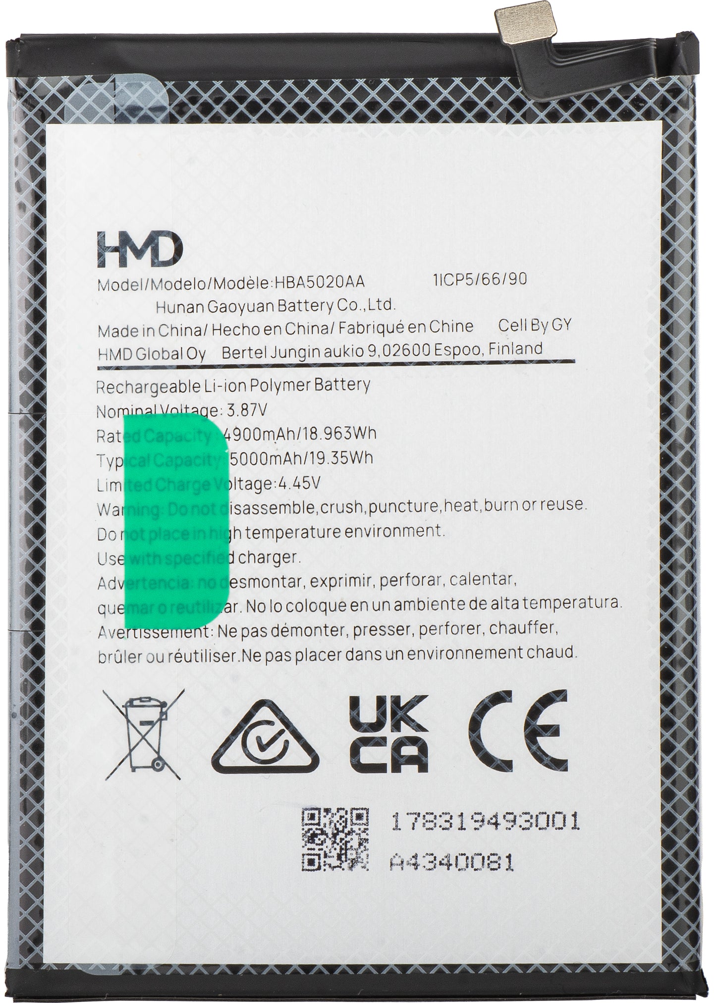 Acumulador HMD Pulse+ / Pulse Pro / Pulse, HBA5020AA, Service Pack 178319493