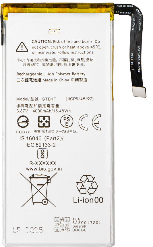 Bateria para Google Pixel 5, GTB1F