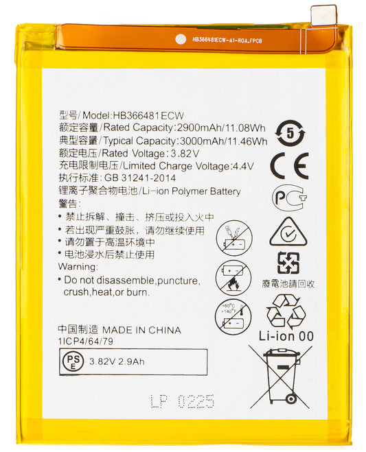 Bateria para Huawei Y6 (2018) / P9 Lite (2017) / P20 Lite / P smart (2017) / P10 Lite, HB366481ECW