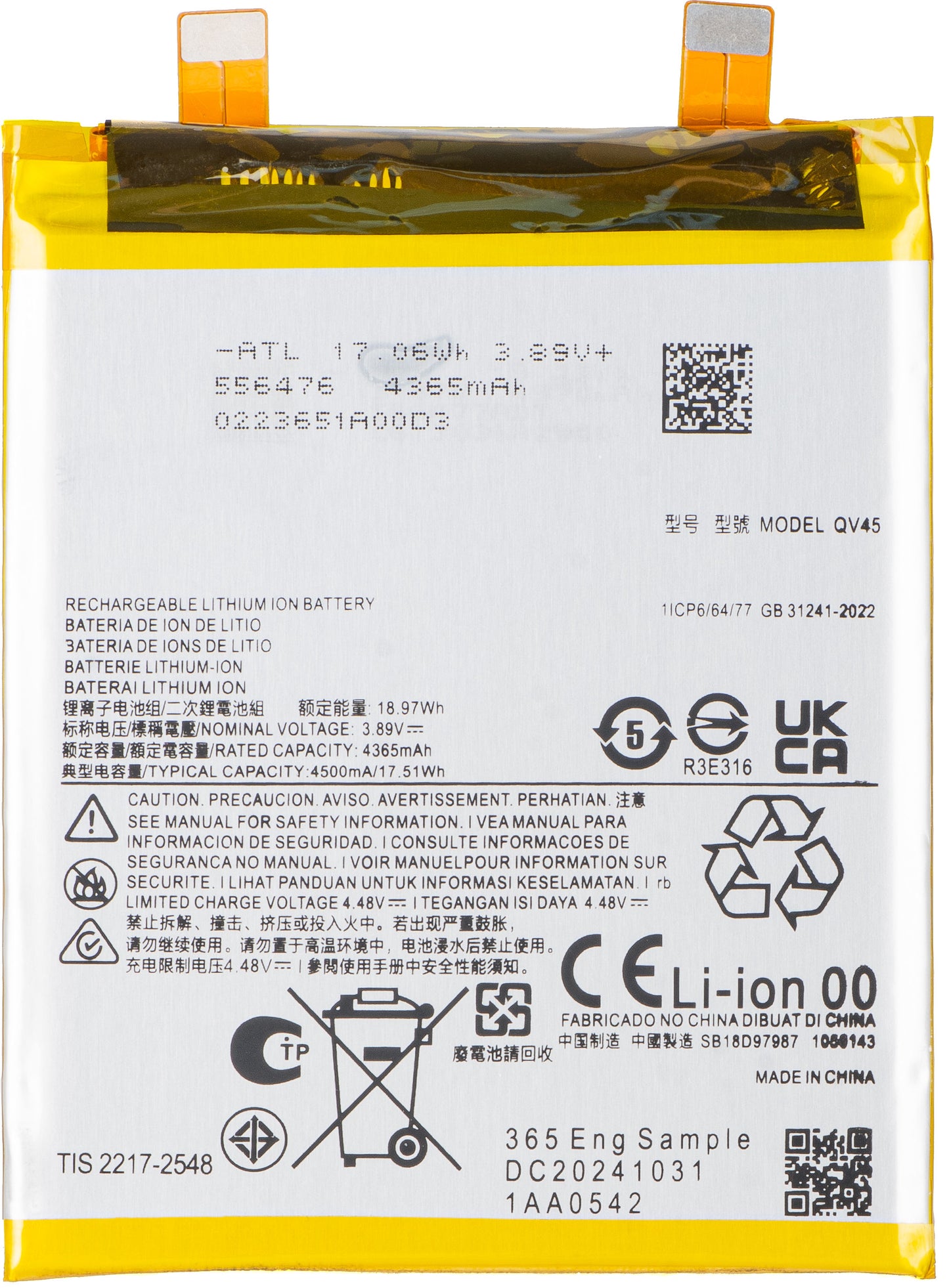 Bateria para Motorola Edge 50 Ultra, QV45