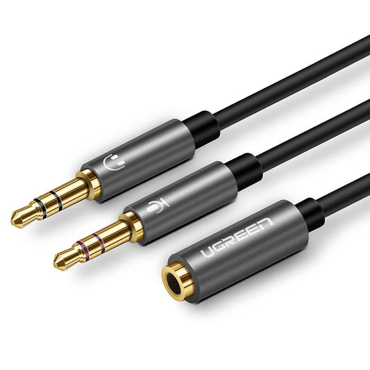 Adaptador de áudio 3.5mm - 2 x 3.5mm UGREEN AV140, 0.20m, Preto