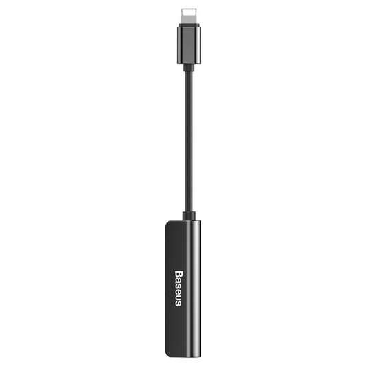 Adaptador Áudio Lightning - Lightning / 3.5mm Baseus L52, Preto, Recondicionado CALL52-01