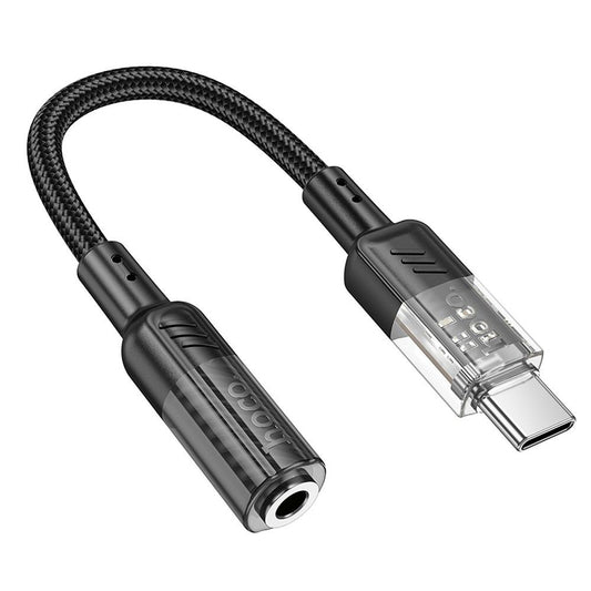 Adaptador de áudio USB-C - 3,5 mm HOCO LS37, preto