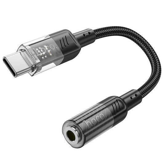 Adaptador de áudio USB-C - 3,5 mm HOCO LS37, preto