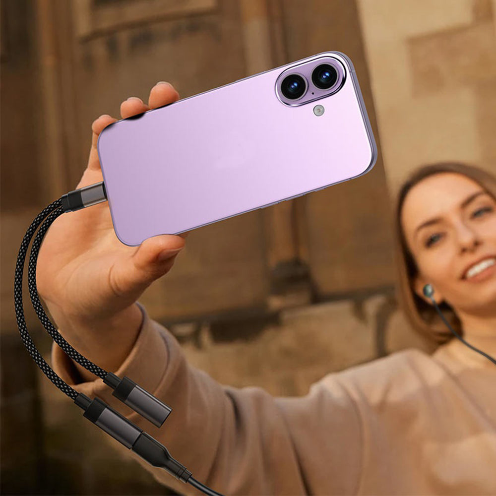 Adaptador de Áudio USB-C - 2 x USB-C Acefast J14, Preto