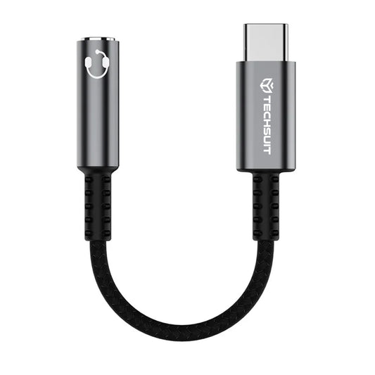 Adaptador de Áudio USB-C - 3.5mm Techsuit AC14 SonicPiX, Cinzento
