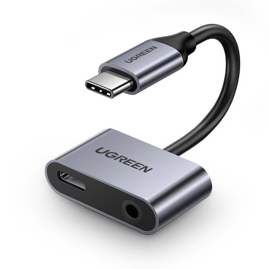Adaptador de áudio USB-C - 3,5 mm / USB-C UGREEN CM193, Cinzento