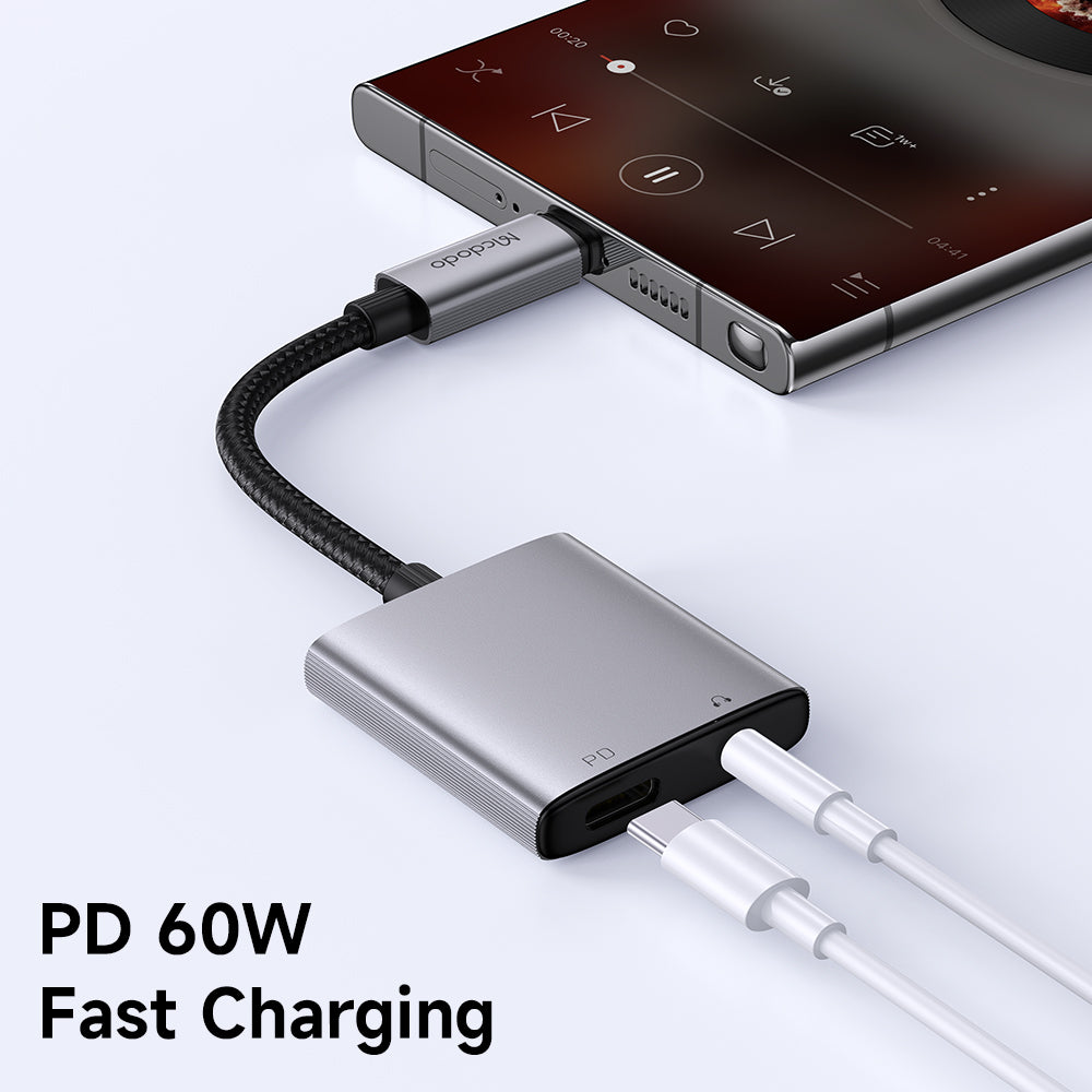 Adaptador de Áudio USB-C - USB-C / 3.5mm McDodo CA-5050 Wales, Cinzento
