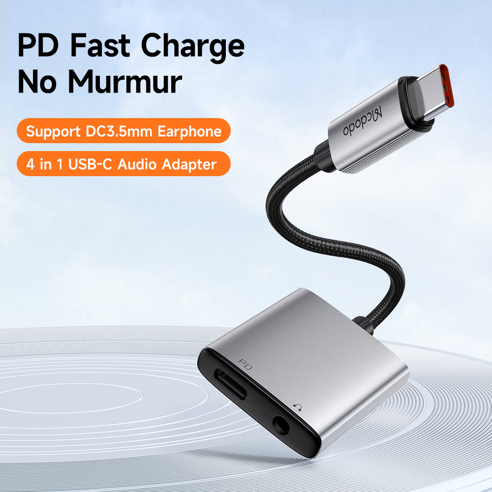 Adaptador de Áudio USB-C - USB-C / 3.5mm McDodo CA-5050 Wales, Cinzento