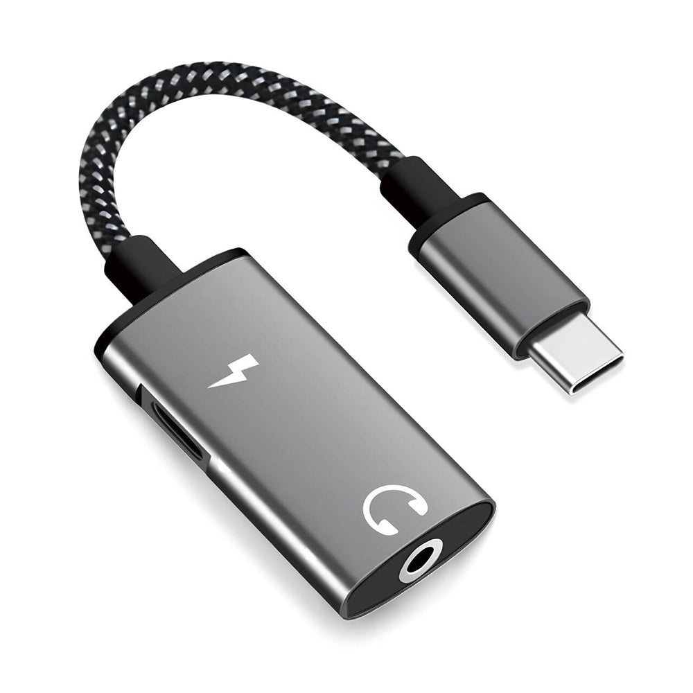 Adaptador de Áudio USB-C - USB-C / 3.5mm Techsuit AC22 AcustiCore, Cinzento