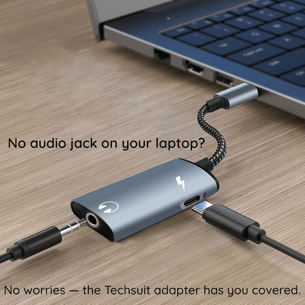 Adaptador de Áudio USB-C - USB-C / 3.5mm Techsuit AC22 AcustiCore, Cinzento