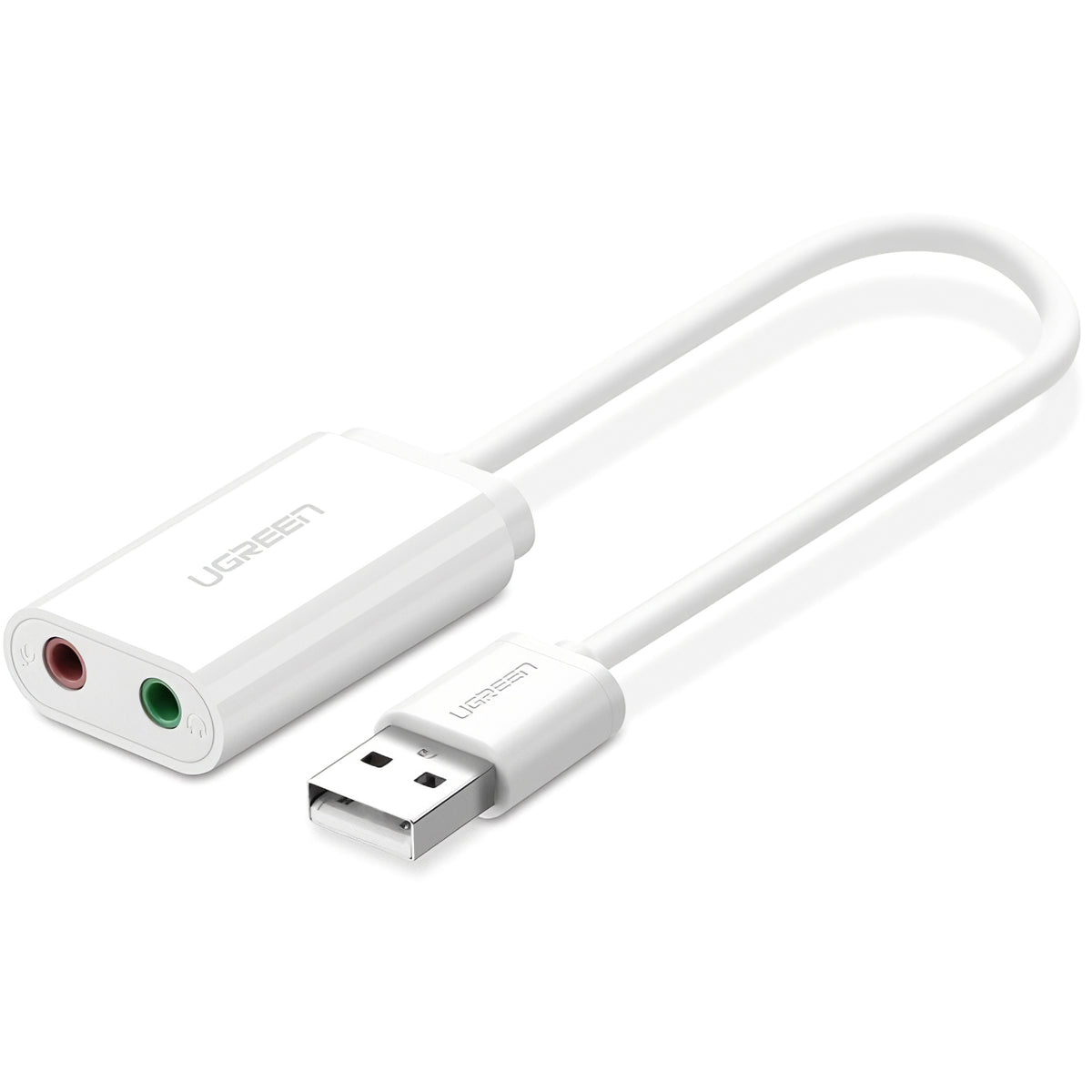 Placa de som USB UGREEN US205, 2 x Jack 3.5mm, Branca