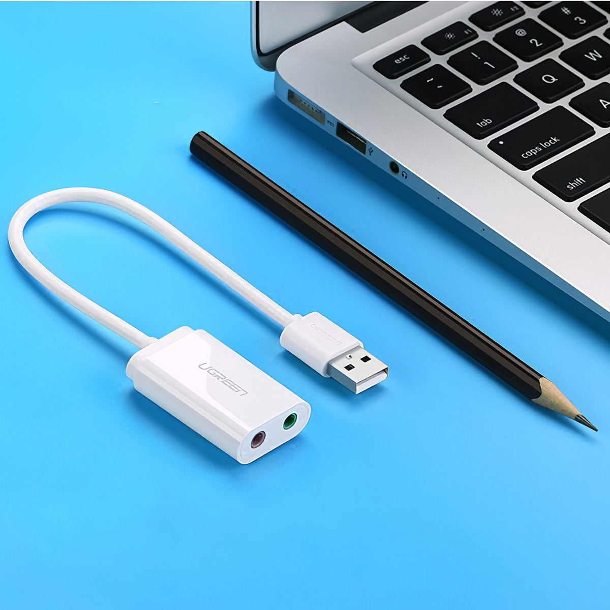 Placa de som USB UGREEN US205, 2 x Jack 3.5mm, Branca