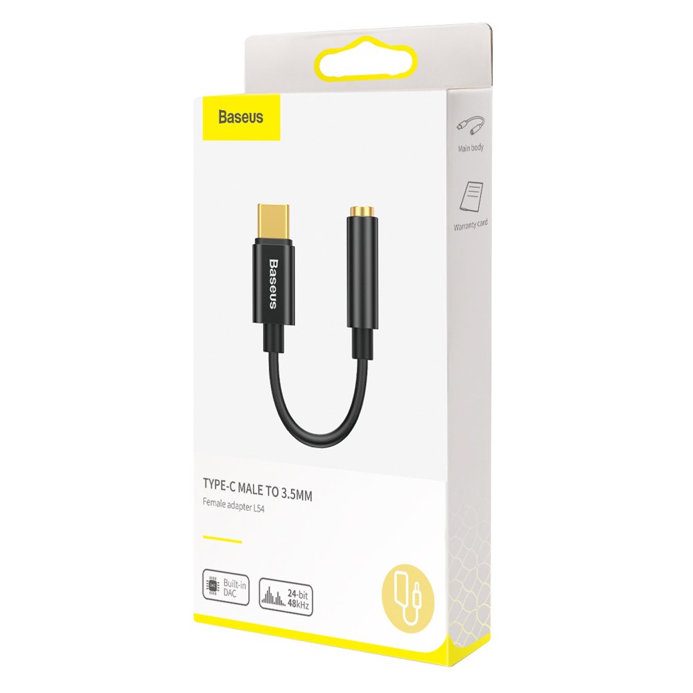 Adaptador de Áudio USB-C - 3.5mm Baseus L54, Preto CATL54-01
