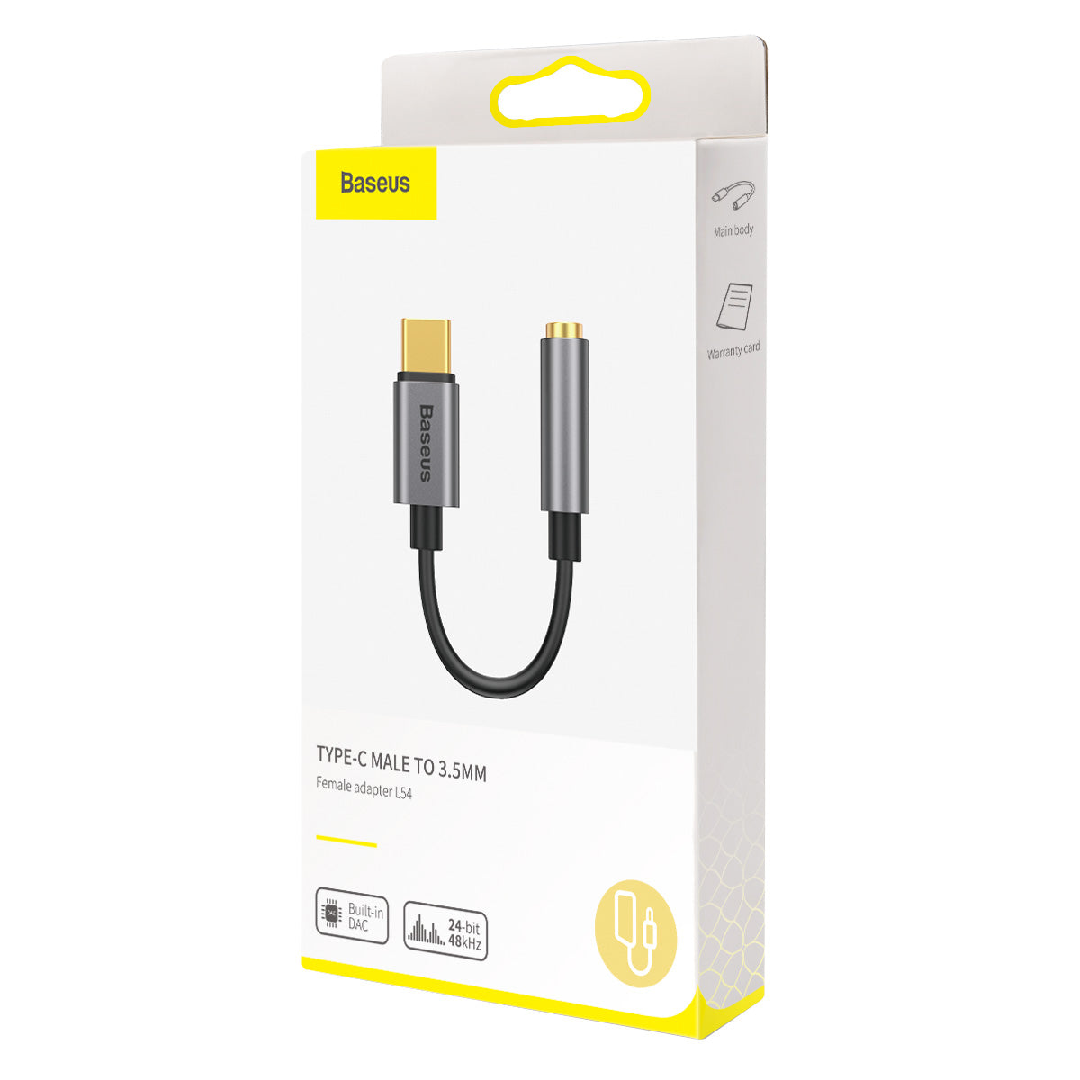 Adaptador de Áudio USB-C - 3.5mm Baseus L54, Cinzento CATL54-0G