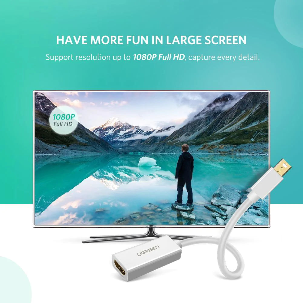 Adaptador de Vídeo UGREEN MD112 (10461), MiniDisplayPort - HDMI, Preto