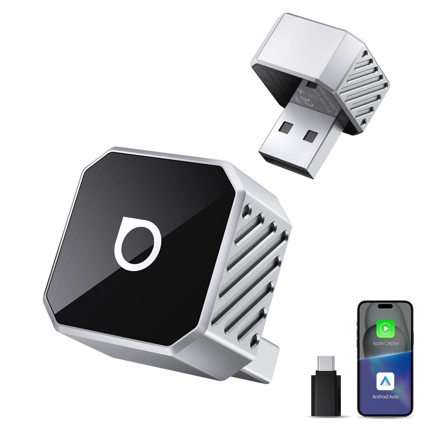 Adaptador Carplay / Android Auto Wireless Ottocast Mini Cube Style C para Apple iPhone / Android Series CP88-T3