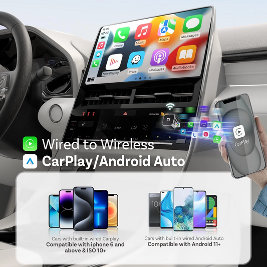 Adaptador Carplay / Android Auto Wireless Ottocast Mini Cube Style C para Apple iPhone / Android Series CP88-T3