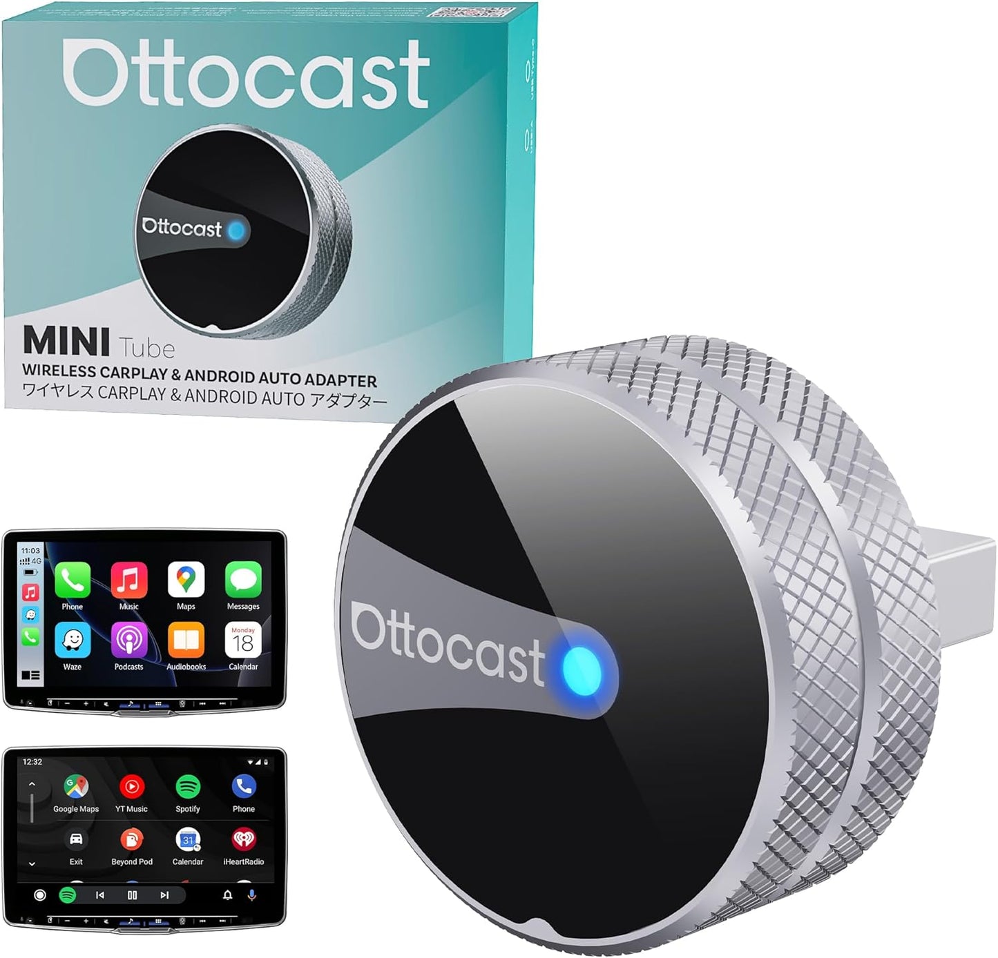 Adaptador Carplay / Android Auto Wireless Ottocast Mini Slim Tube para Apple iPhone / Android Series CP88-T4