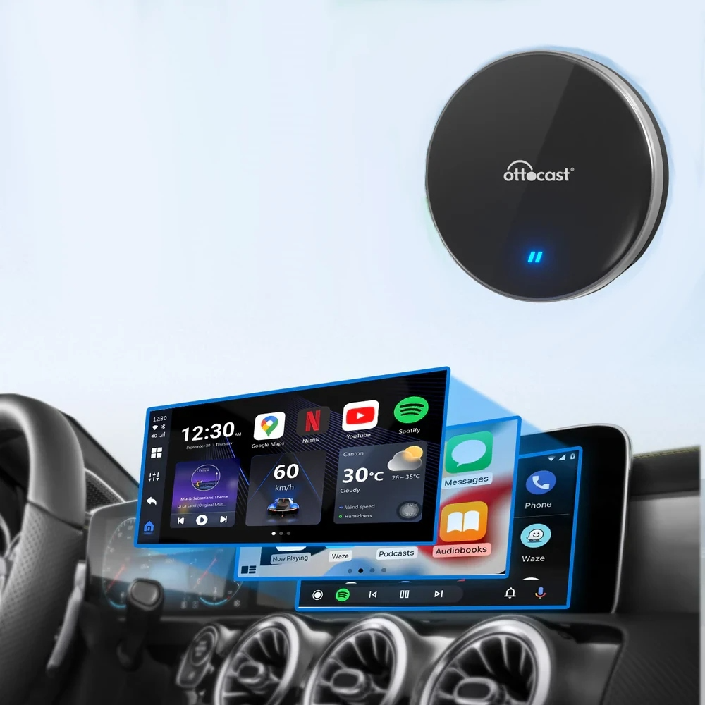 Adaptador Carplay / Android Auto Wireless Ottocast OttoAibox P3 Lite para Apple iPhone / Série Android