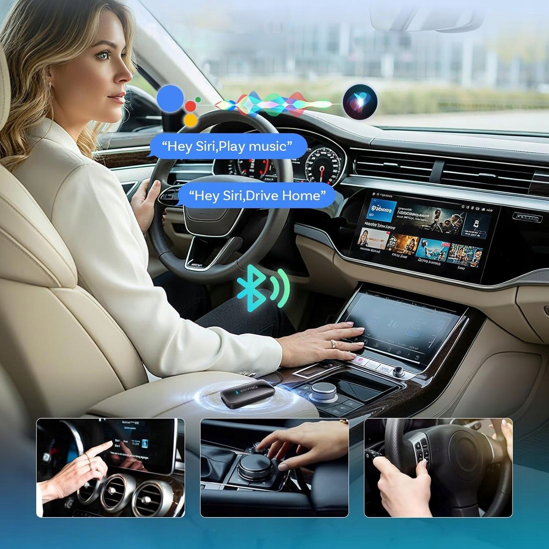 Adaptador Carplay / Android Auto Wireless Ottocast Play2Video Ultra para Apple iPhone / Série Android CA515-T