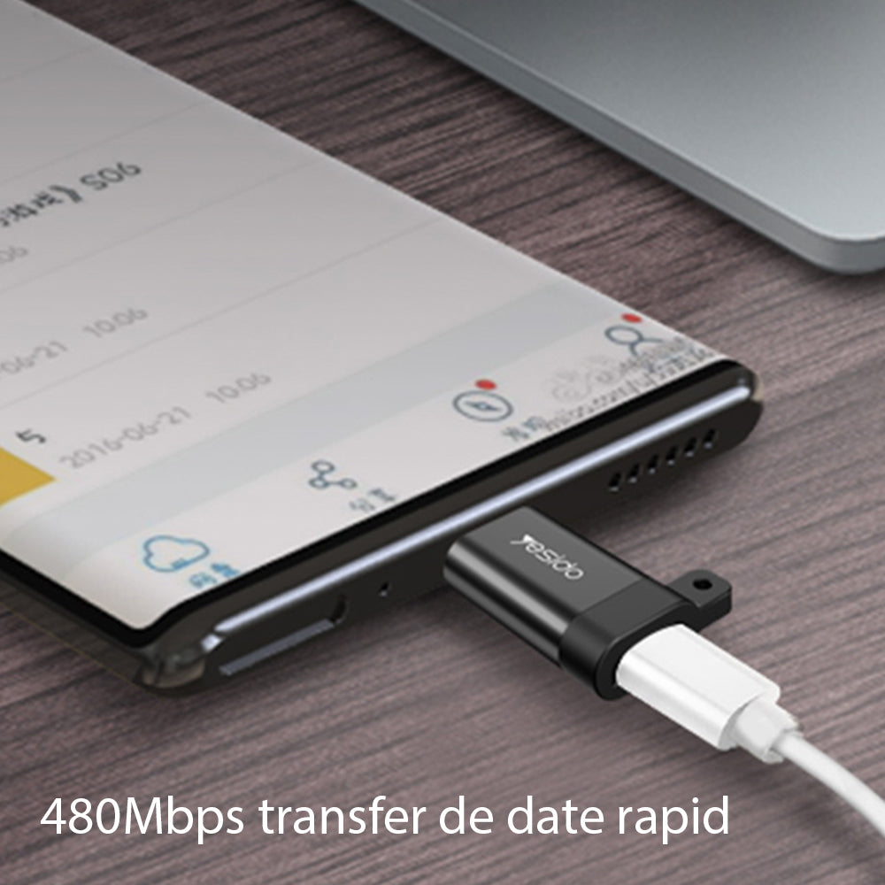 MicroUSB - USB-C Data and Charging Adapter Yesido GS04, Black