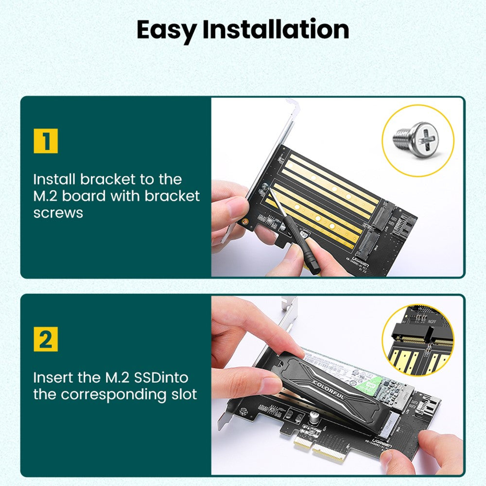 Adaptador de Interface SSD UGREEN CM302 (70504), NVMe M.2 / SATA - PCIe 3.0 X4