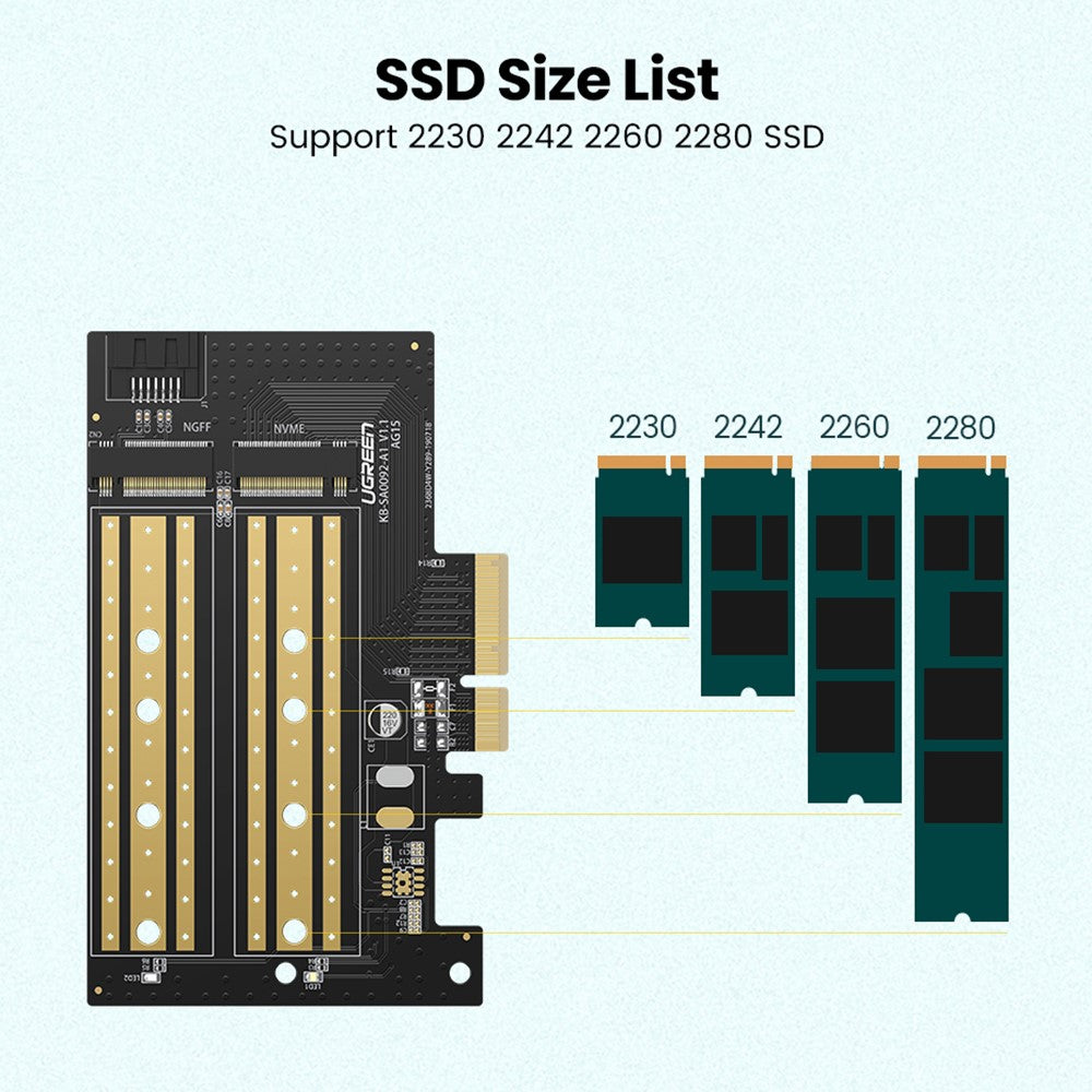 Adaptador de Interface SSD UGREEN CM302 (70504), NVMe M.2 / SATA - PCIe 3.0 X4