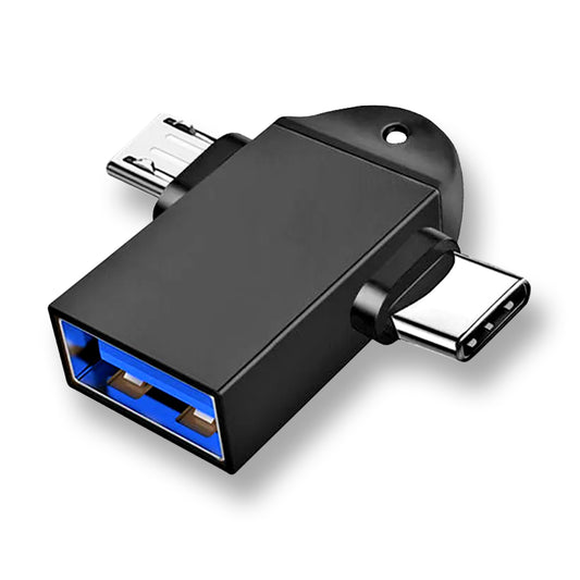 Adaptador OTG microUSB / USB-C - USB-A Techsuit A16 TwoVoltX, Preto