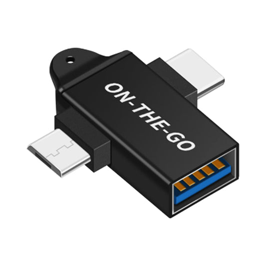 Adaptador OTG microUSB / USB-C - USB-A Techsuit A15 AluCoreX, Preto