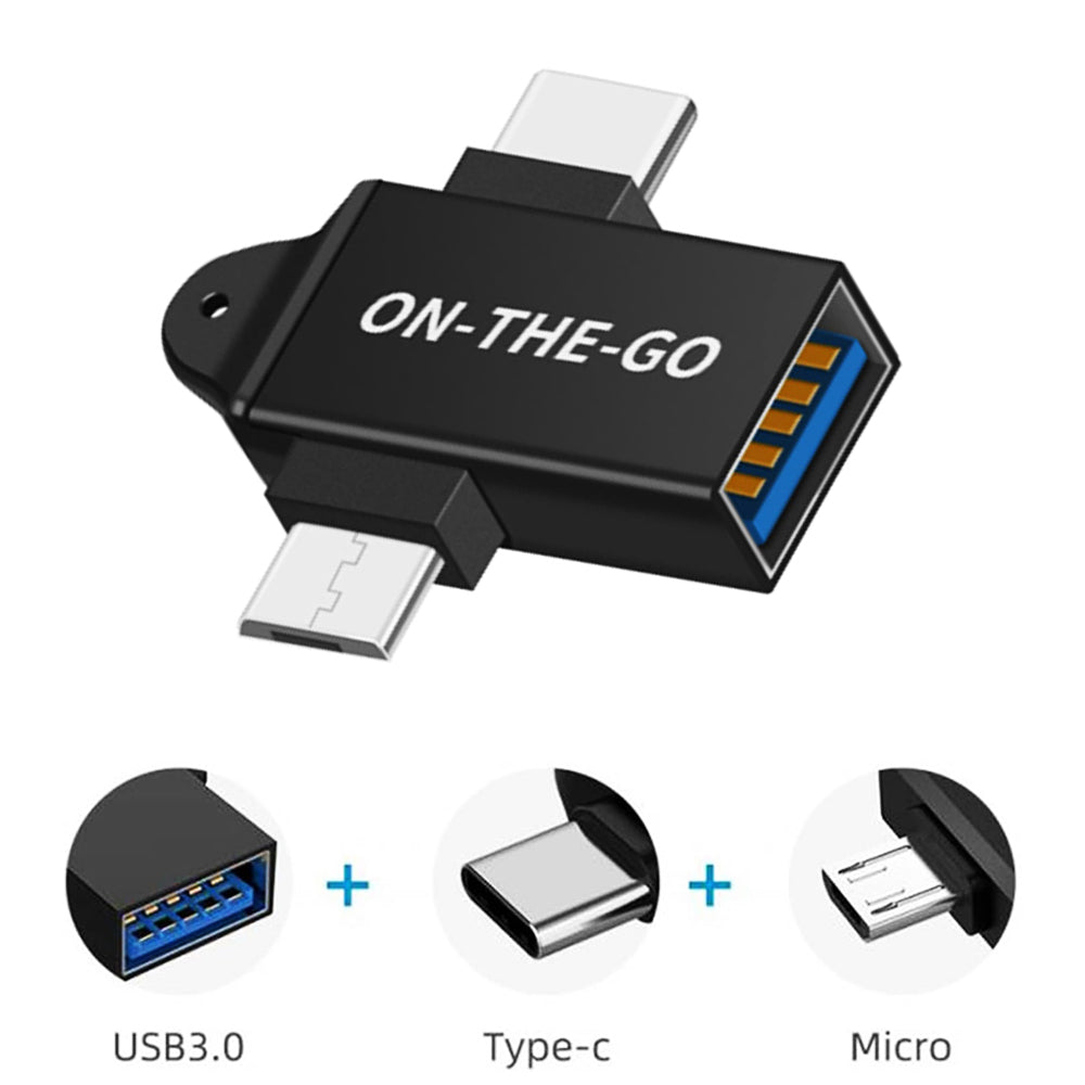 Adaptador OTG microUSB / USB-C - USB-A Techsuit A15 AluCoreX, Preto