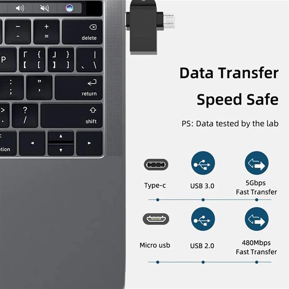 Adaptador OTG microUSB / USB-C - USB-A Techsuit A15 AluCoreX, Preto