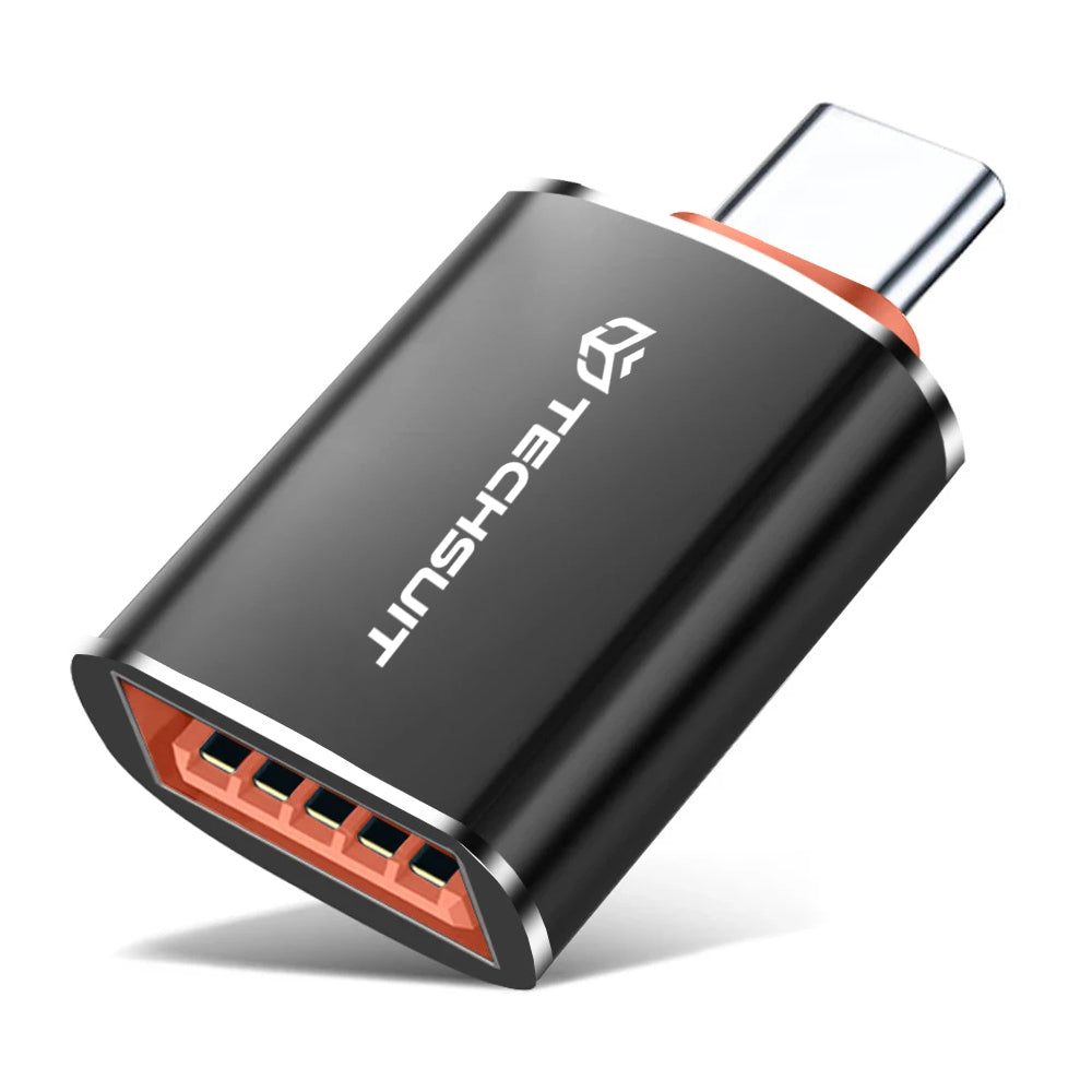 Adaptador OTG USB-C - USB-A Techsuit A2 HyperPort, Preto Laranja