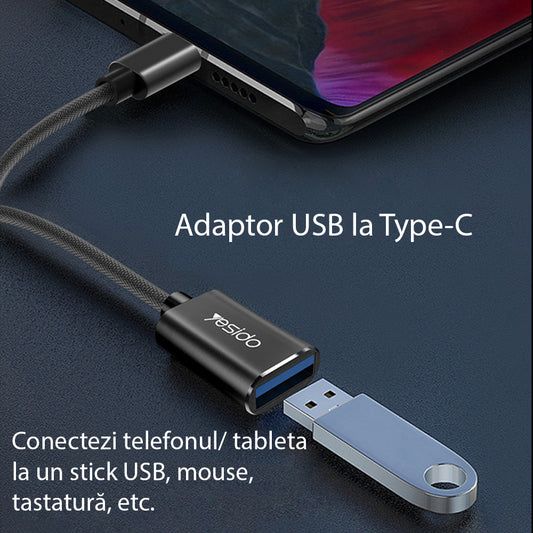 Adaptador OTG USB-C - USB-A Yesido GS01, Preto