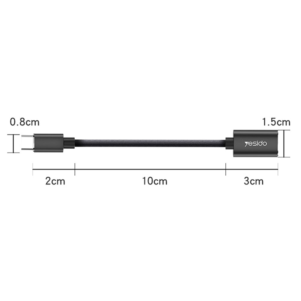 Adaptador OTG USB-C - USB-A Yesido GS01, Preto