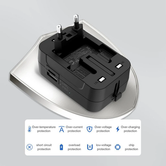 Adaptador de Rede Tech-Protect TA300 Travel EU / UK / US / AU, Preto