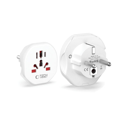 Adaptador de rede Tech-Protect US / UK / AU / AU / FI / CN - Europa, branco