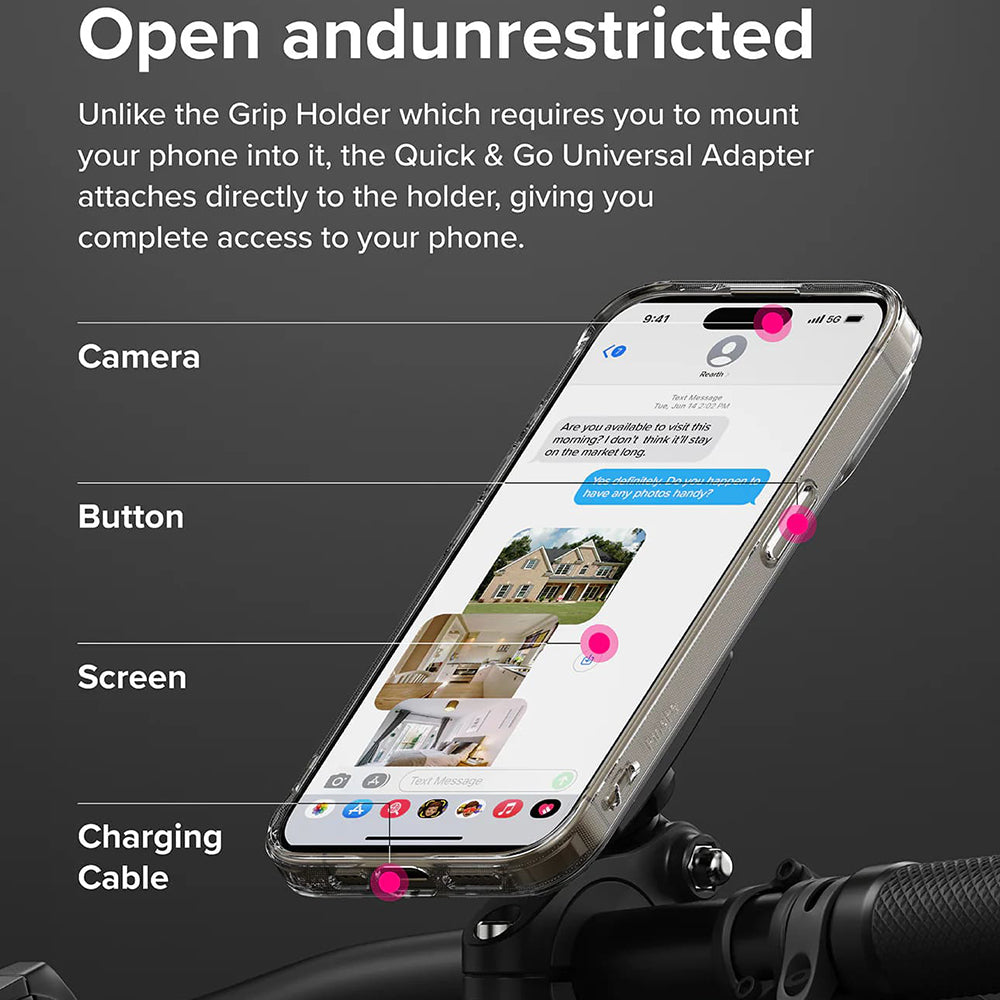 Adaptador de Telefone Ringke Quick & Go para Suporte de Bicicleta, Conjunto de 2 peças, Preto