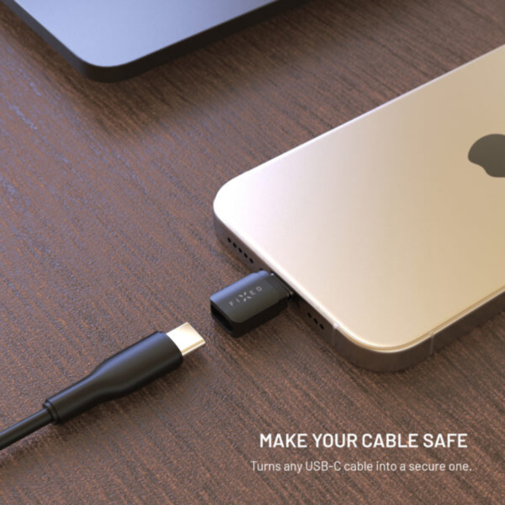 Adaptador USB Bloqueio de Dados Fixed, USB-A / USB-C, 2 em 1, Preto