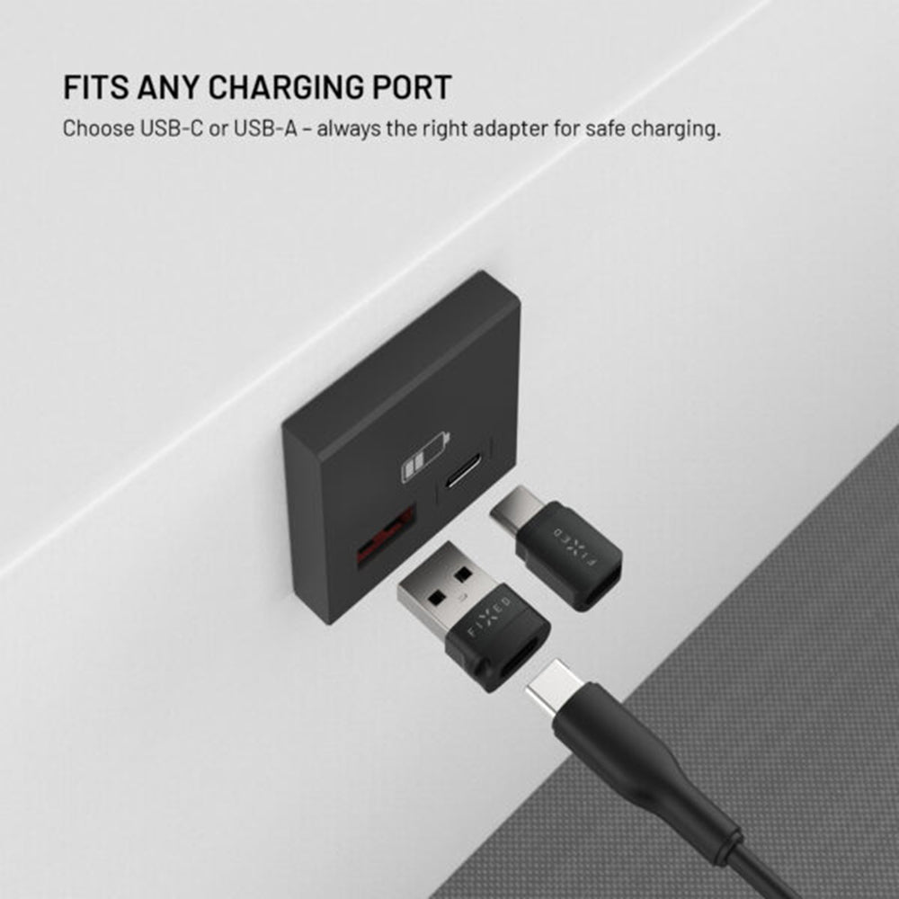 Adaptador USB Bloqueio de Dados Fixed, USB-A / USB-C, 2 em 1, Preto