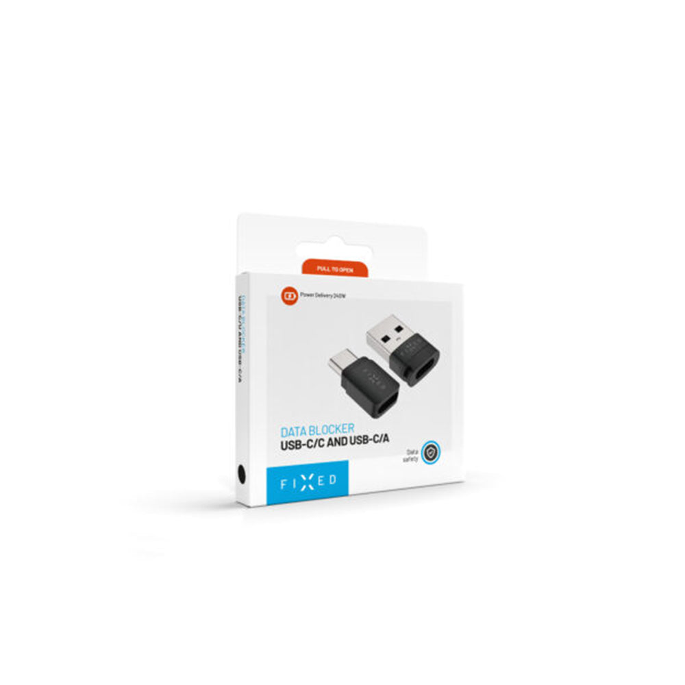 Adaptador USB Bloqueio de Dados Fixed, USB-A / USB-C, 2 em 1, Preto