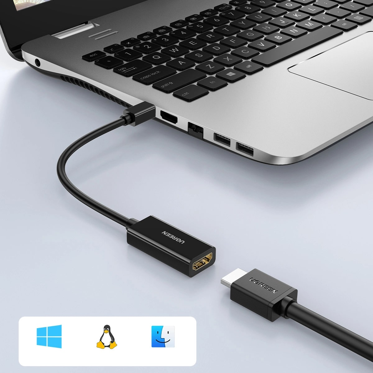 Adaptador de Vídeo UGREEN MD112, MiniDisplayPort - HDMI, 4K, Preto