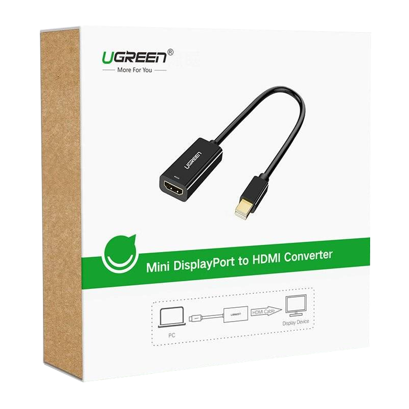 Adaptador de Vídeo UGREEN MD112, MiniDisplayPort - HDMI, 4K, Preto