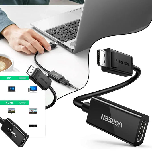 Adaptador de vídeo UGREEN MM137, DisplayPort - HDMI, 4K, preto