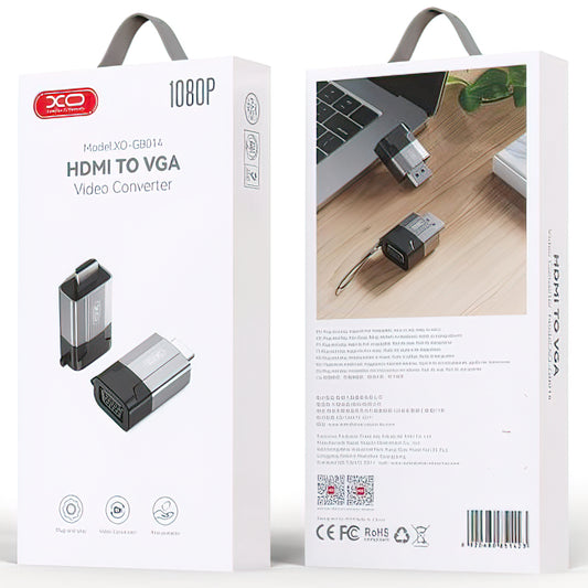 Adaptador de vídeo XO Design GB014, HDMI - VGA, cinzento