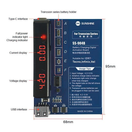 Carregador de Placa Sunshine SS-904B para TECNO / Infinix / Itel Series, 2 em 1