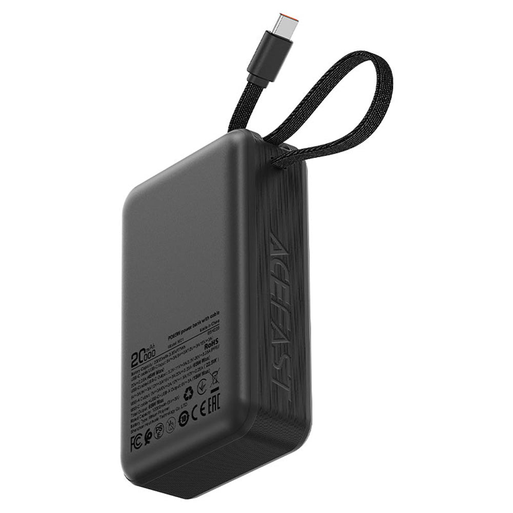 Bateria Externa Acefast M21, 20000mAh, 65W, QC + PD, 1 x USB-A - 2 x USB-C, Preta