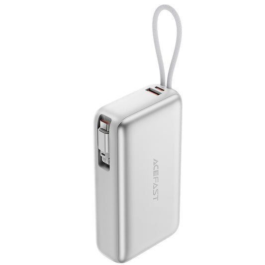Bateria Externa Acefast M34, 20000mAh, 45W, QC + PD, 1 x USB-A - 2 x USB-C, Prateada