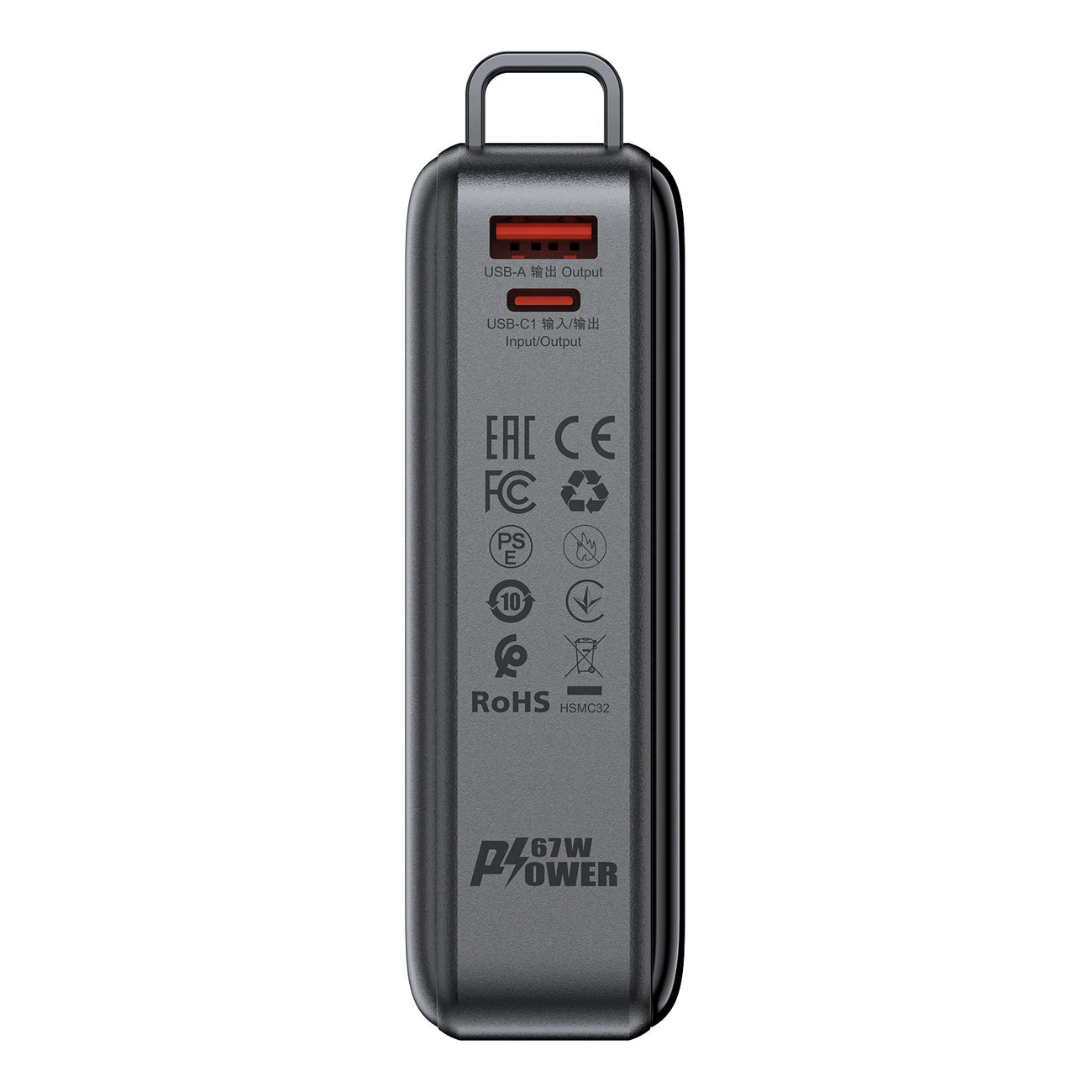 Bateria Externa Acefast M4, 20000mAh, 67W, PD, 1 x USB-A - 2 x USB-C, Preta