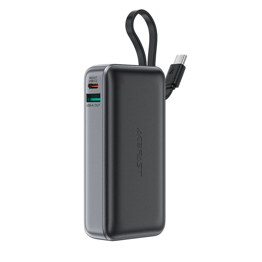 Bateria Externa Acefast M7, 10000mAh, 30W, QC + PD, 1 x USB-A - 2 x USB-C, Preta